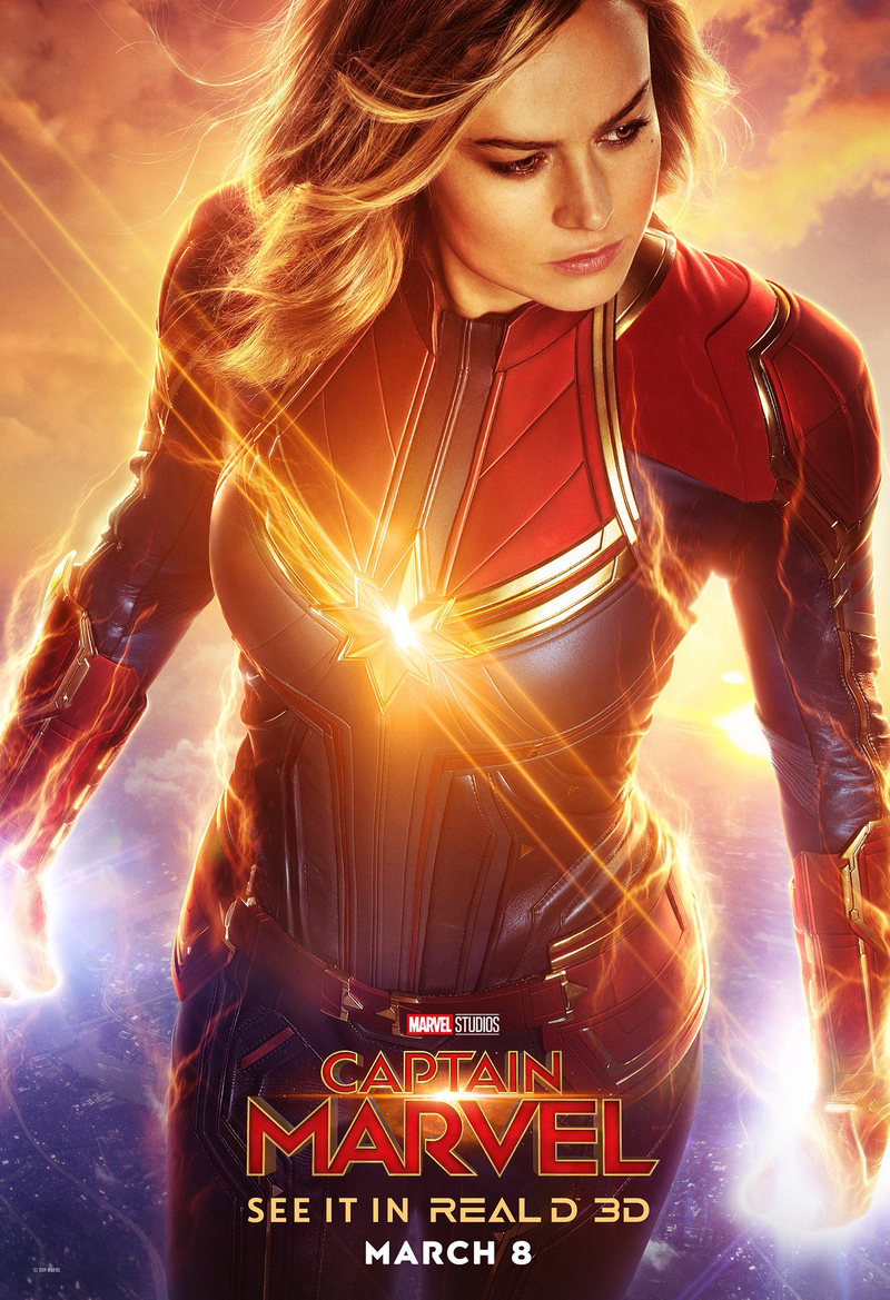 The Captain Marvel Real D poster.
